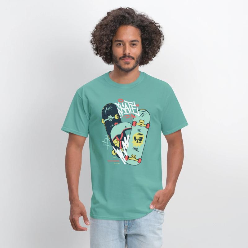 Black Light Green Modern Illustrated Skateboard