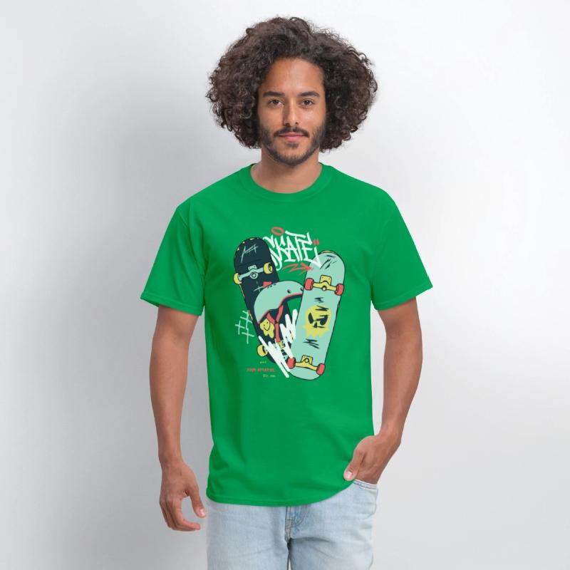 Black Light Green Modern Illustrated Skateboard