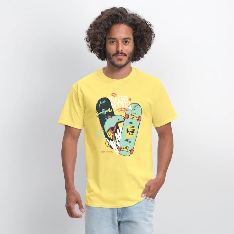 Black Light Green Modern Illustrated Skateboard