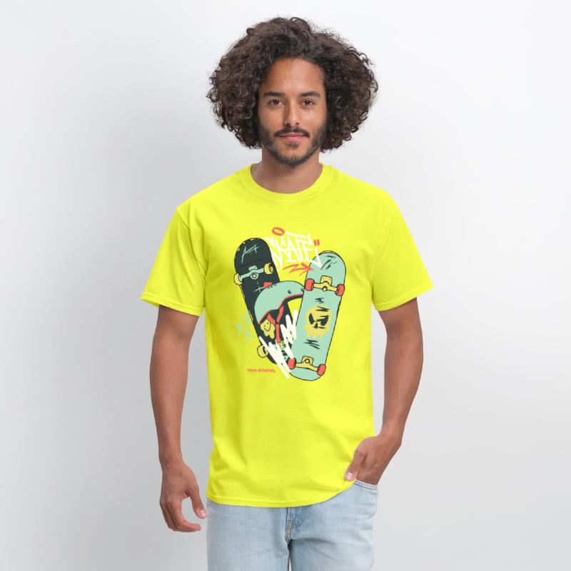 Black Light Green Modern Illustrated Skateboard