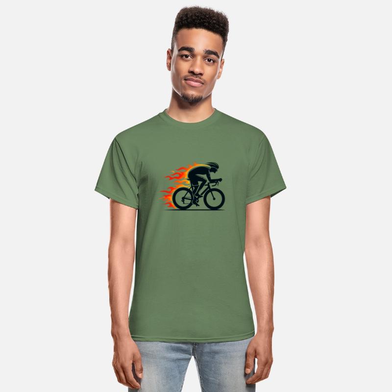 Black road cyclist on fire