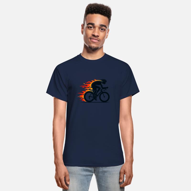 Black road cyclist on fire