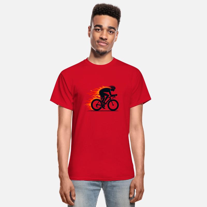 Black road cyclist on fire