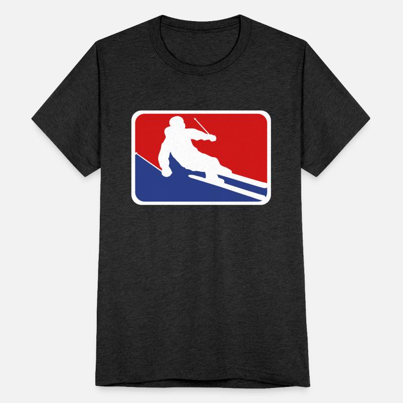 blue red button frame shield ski ride down mountai