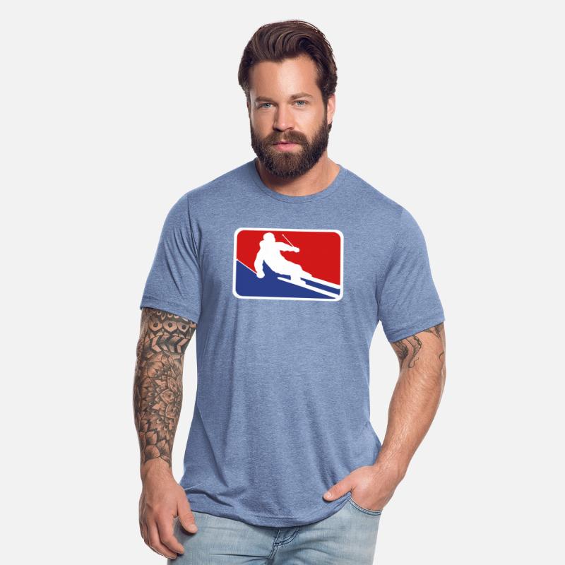 blue red button frame shield ski ride down mountai