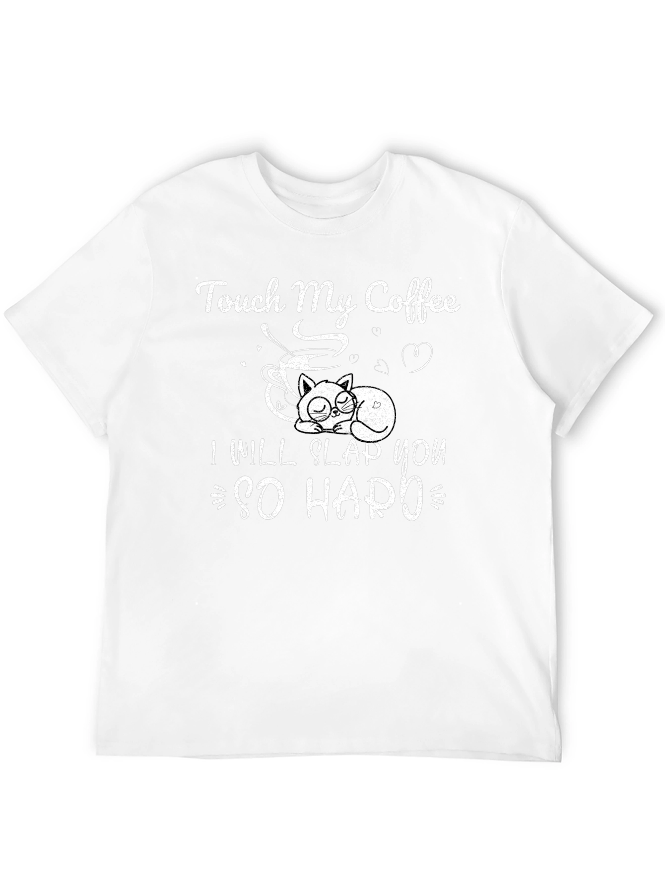 Touch My Coffee Cat Graphic Black T-Shirt