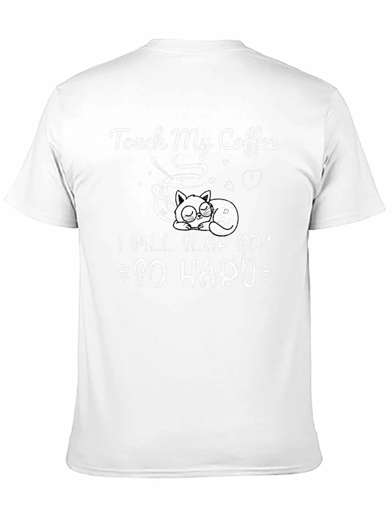 Touch My Coffee Cat Graphic Black T-Shirt