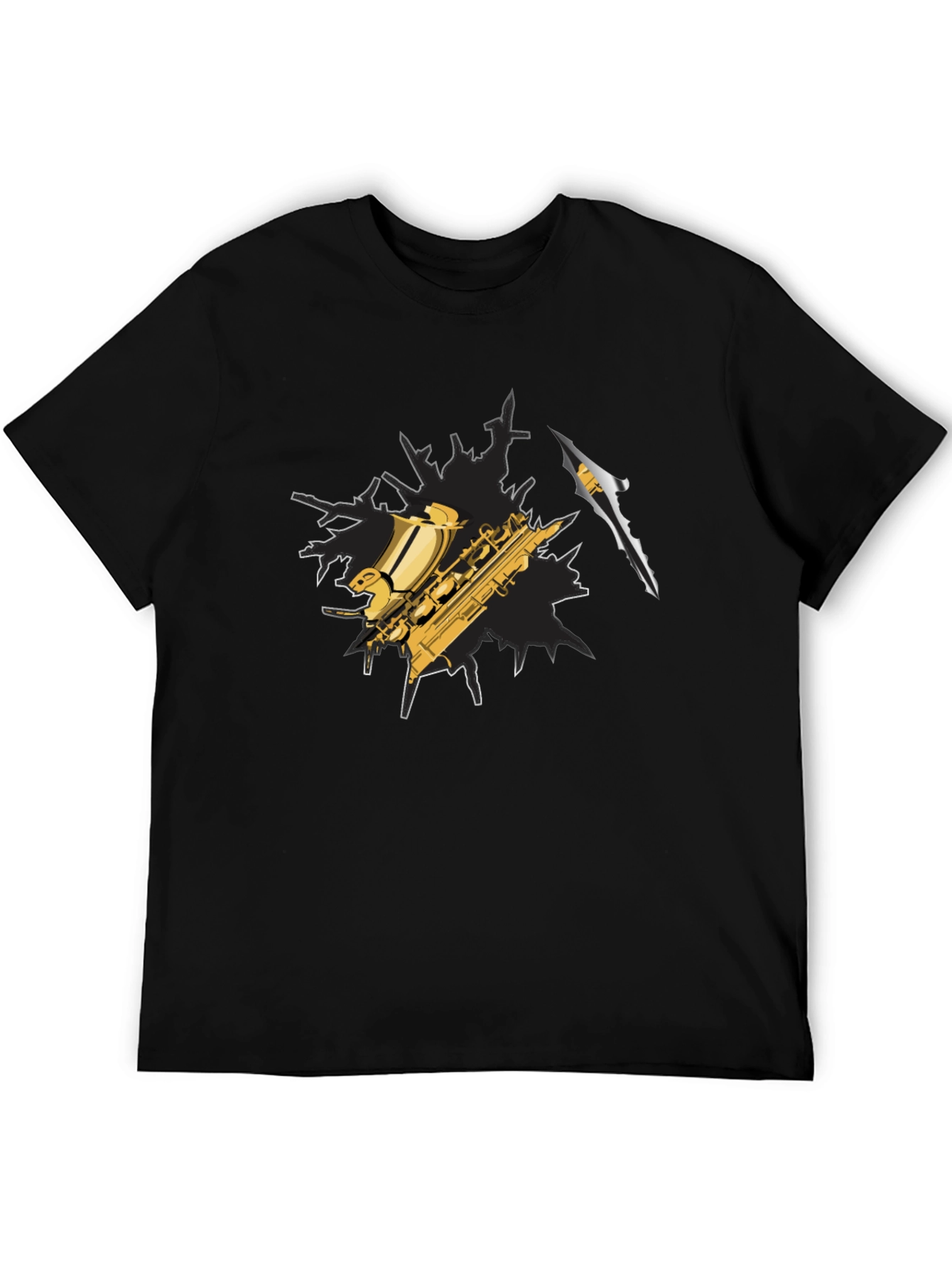 Saxophone Graphic Tee - Black Cotton Blend