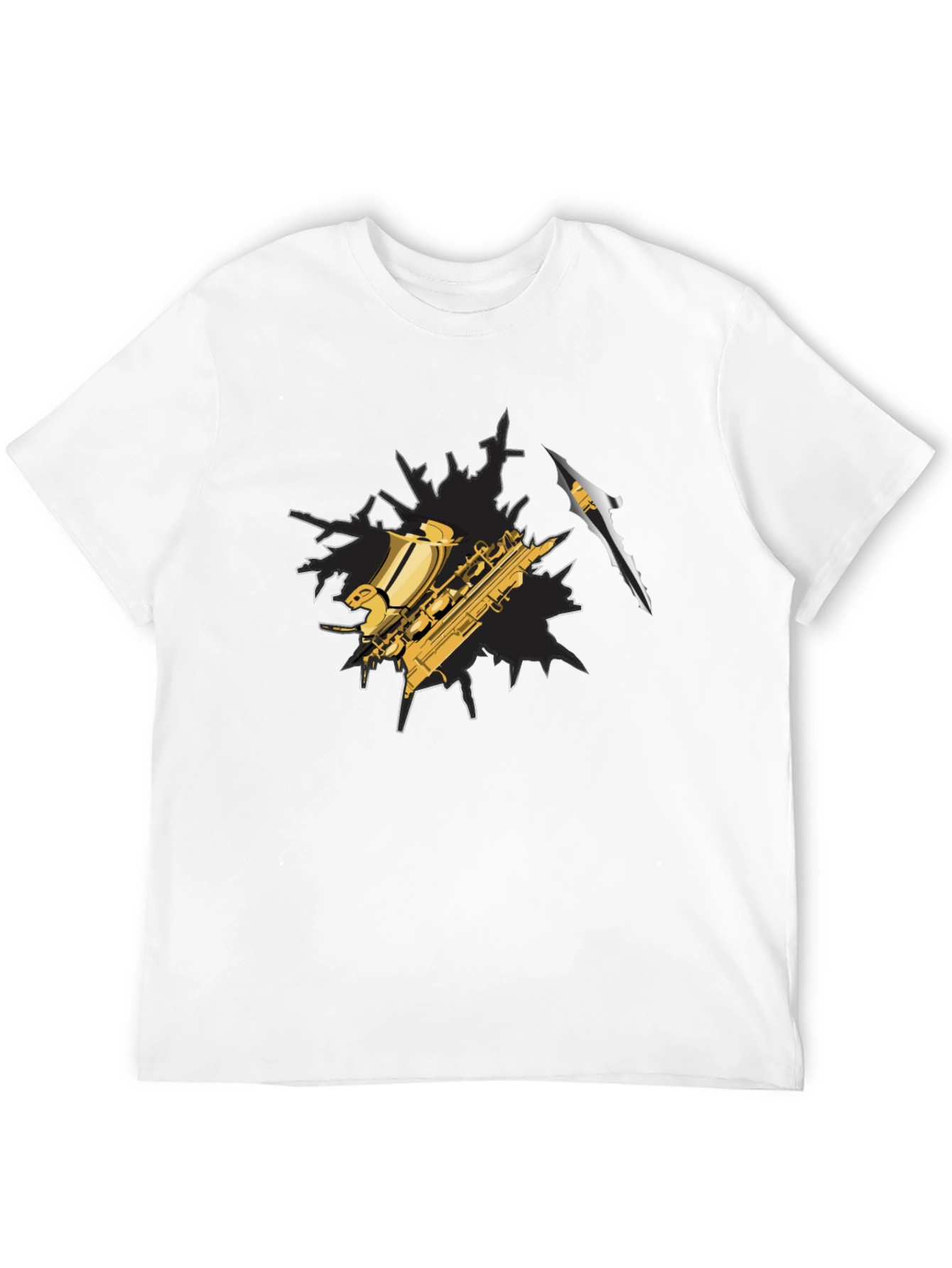 Saxophone Graphic Tee - Black Cotton Blend