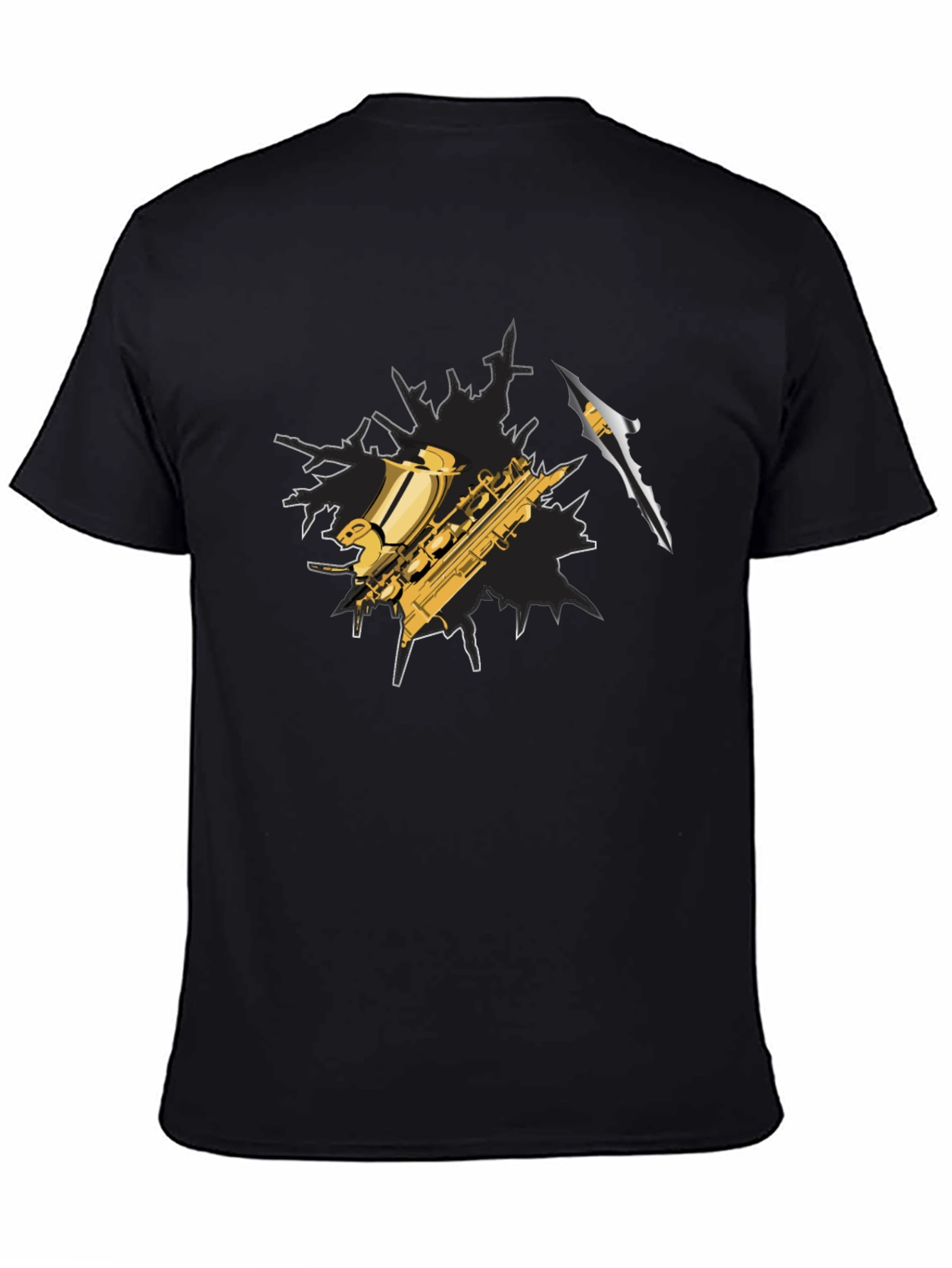 Saxophone Graphic Tee - Black Cotton Blend