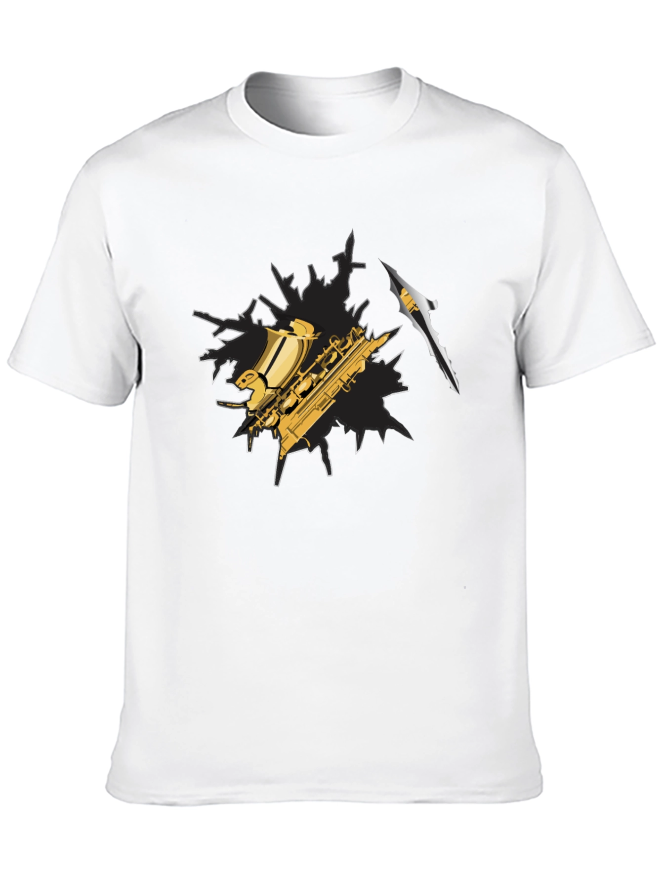 Saxophone Graphic Tee - Black Cotton Blend