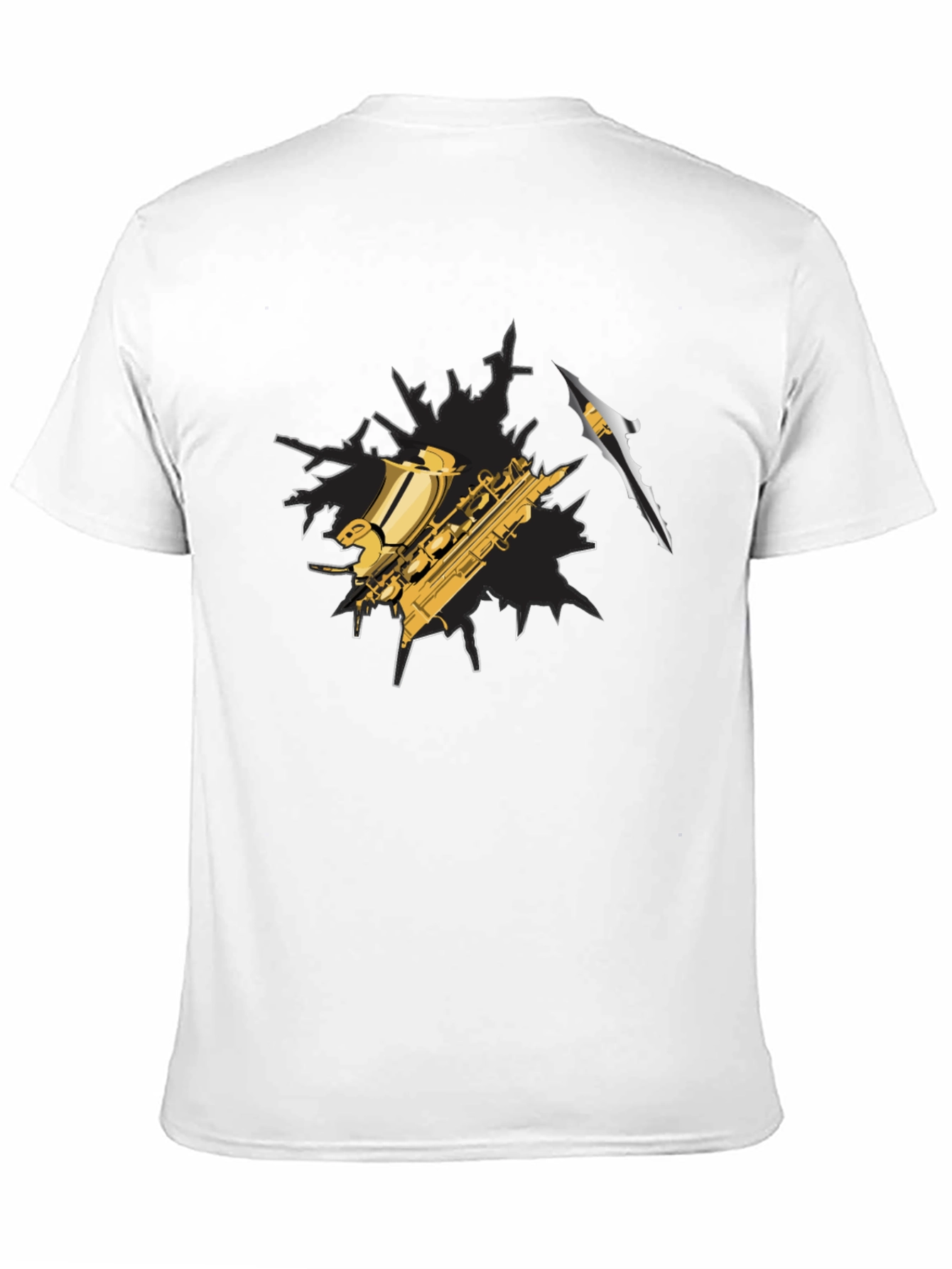 Saxophone Graphic Tee - Black Cotton Blend