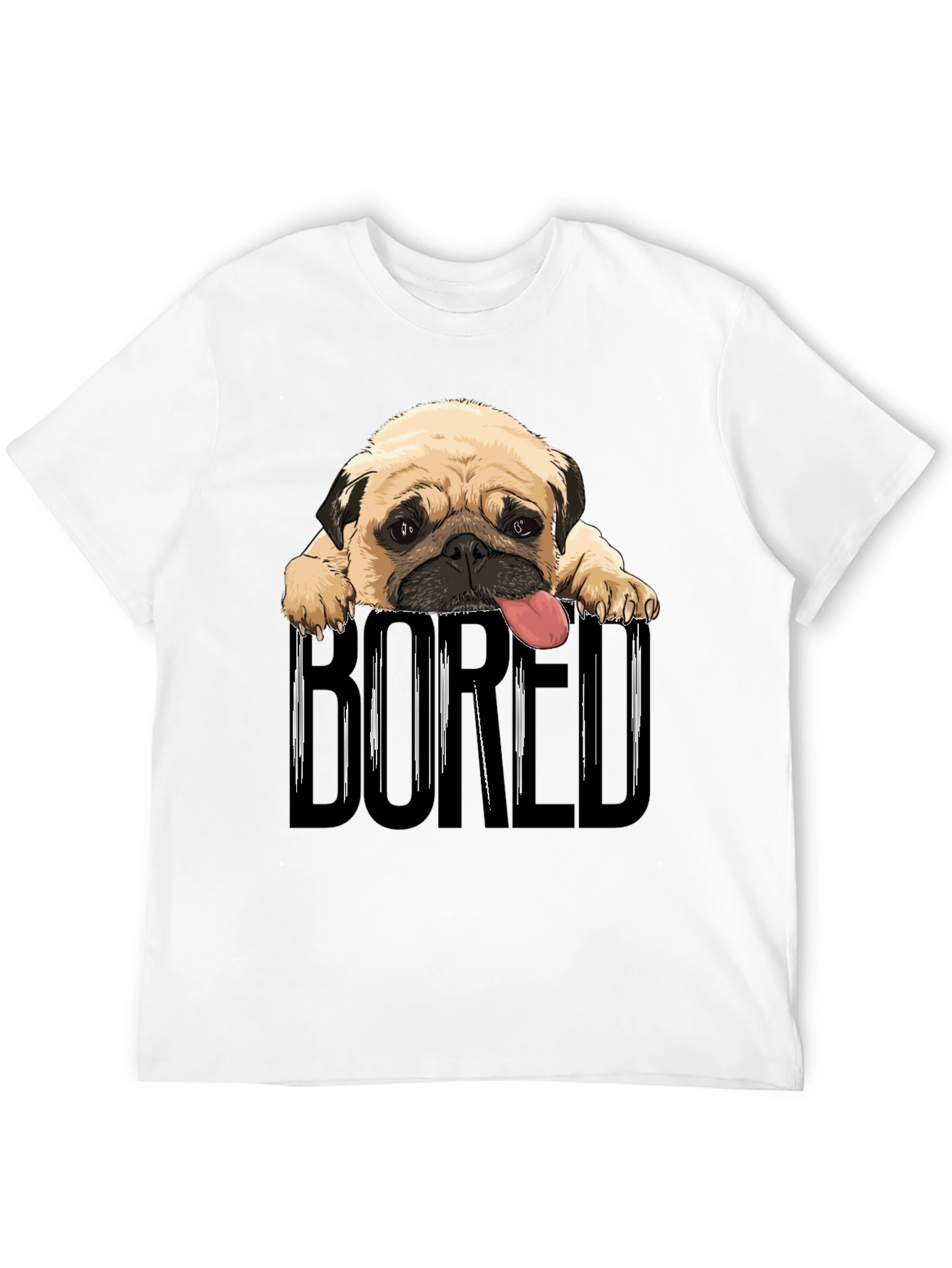Bored Pug Graphic T-Shirt - Unisex Black Tee