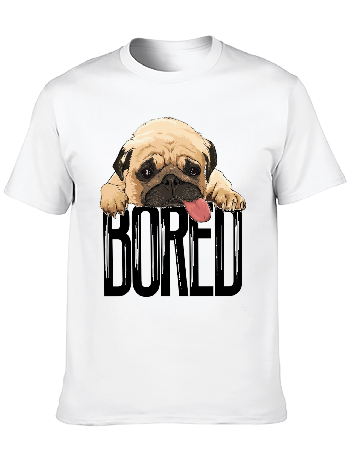 Bored Pug Graphic T-Shirt - Unisex Black Tee