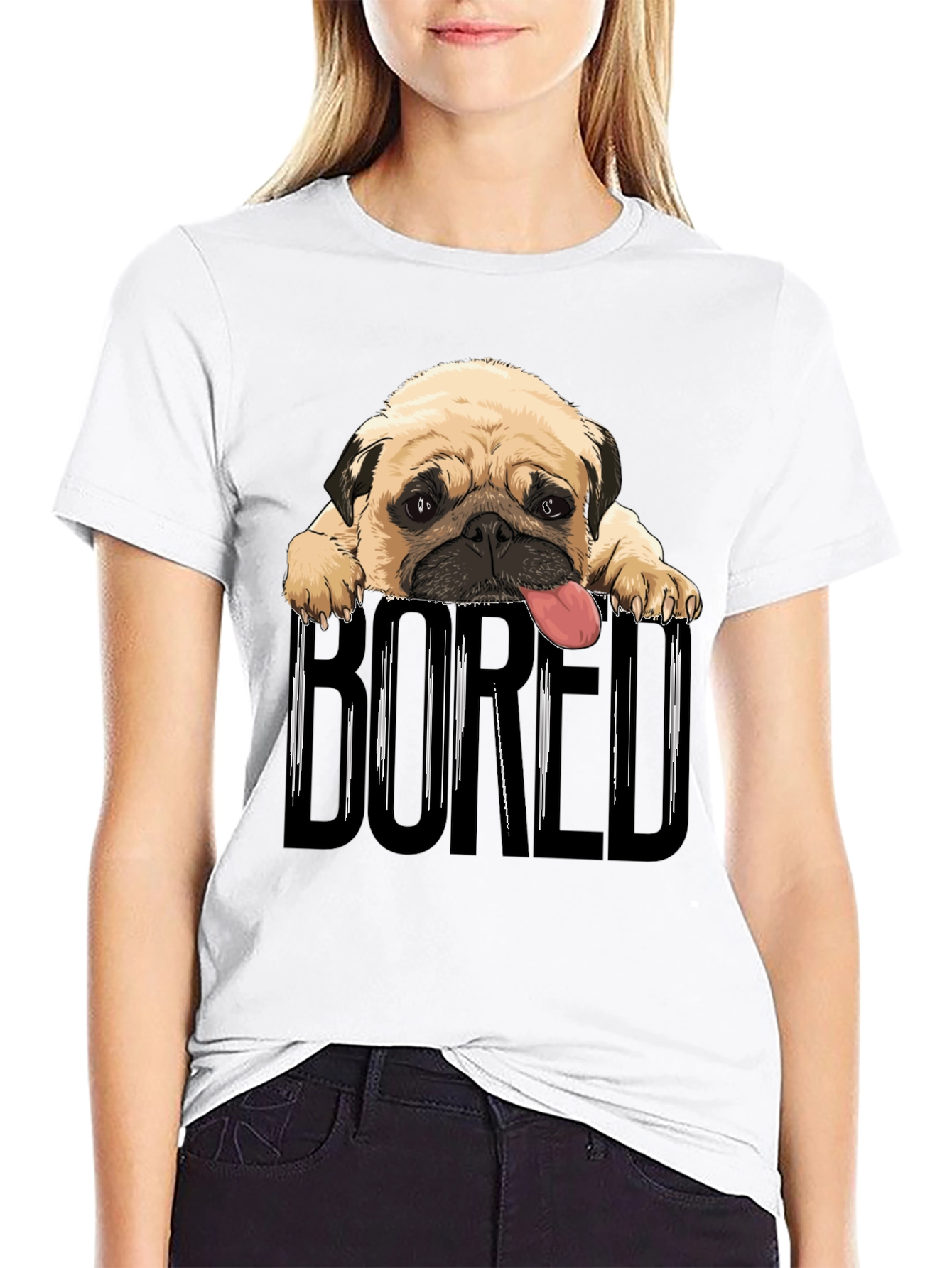 Bored Pug Graphic T-Shirt - Unisex Black Tee