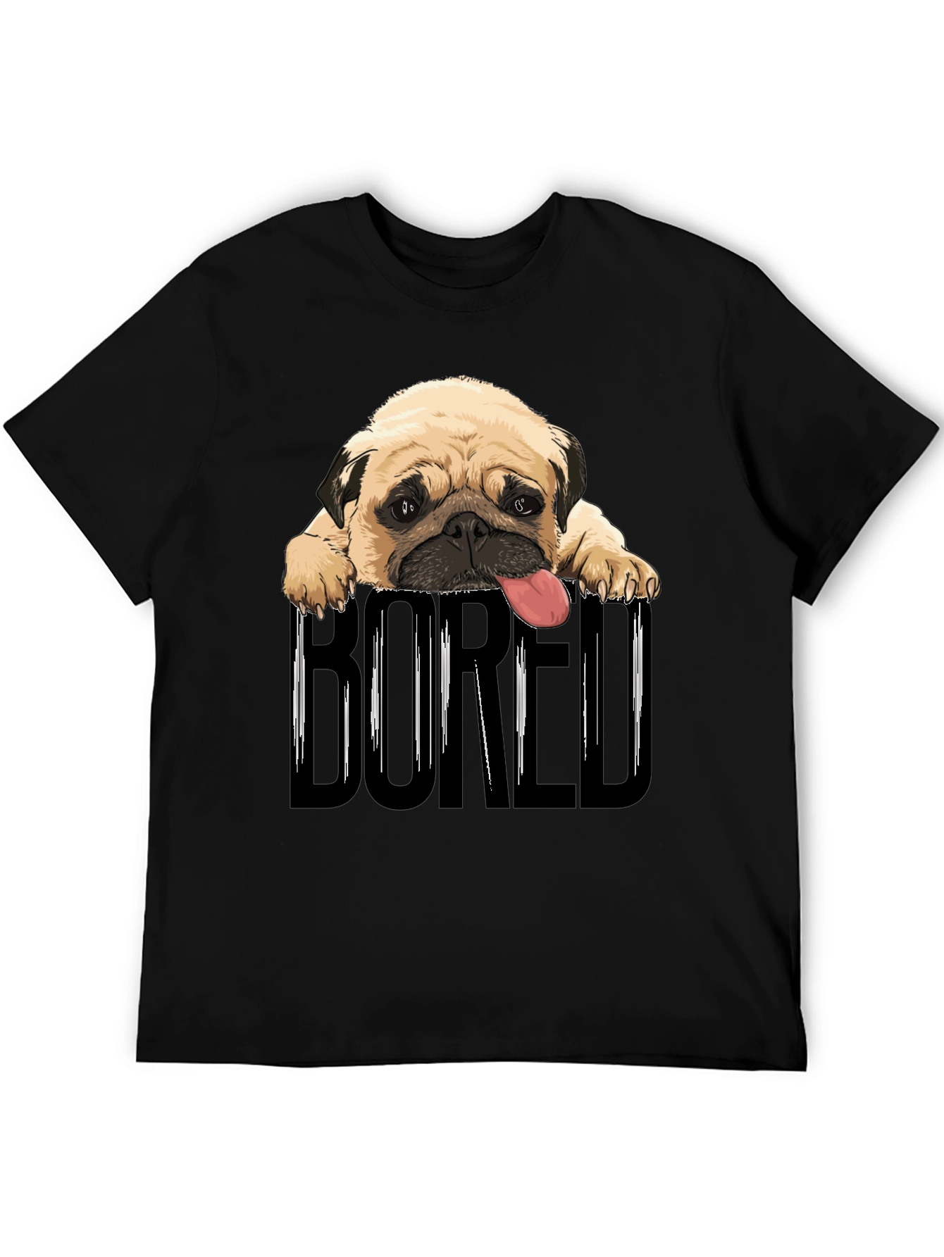 Bored Pug Graphic T-Shirt - Unisex Black Tee