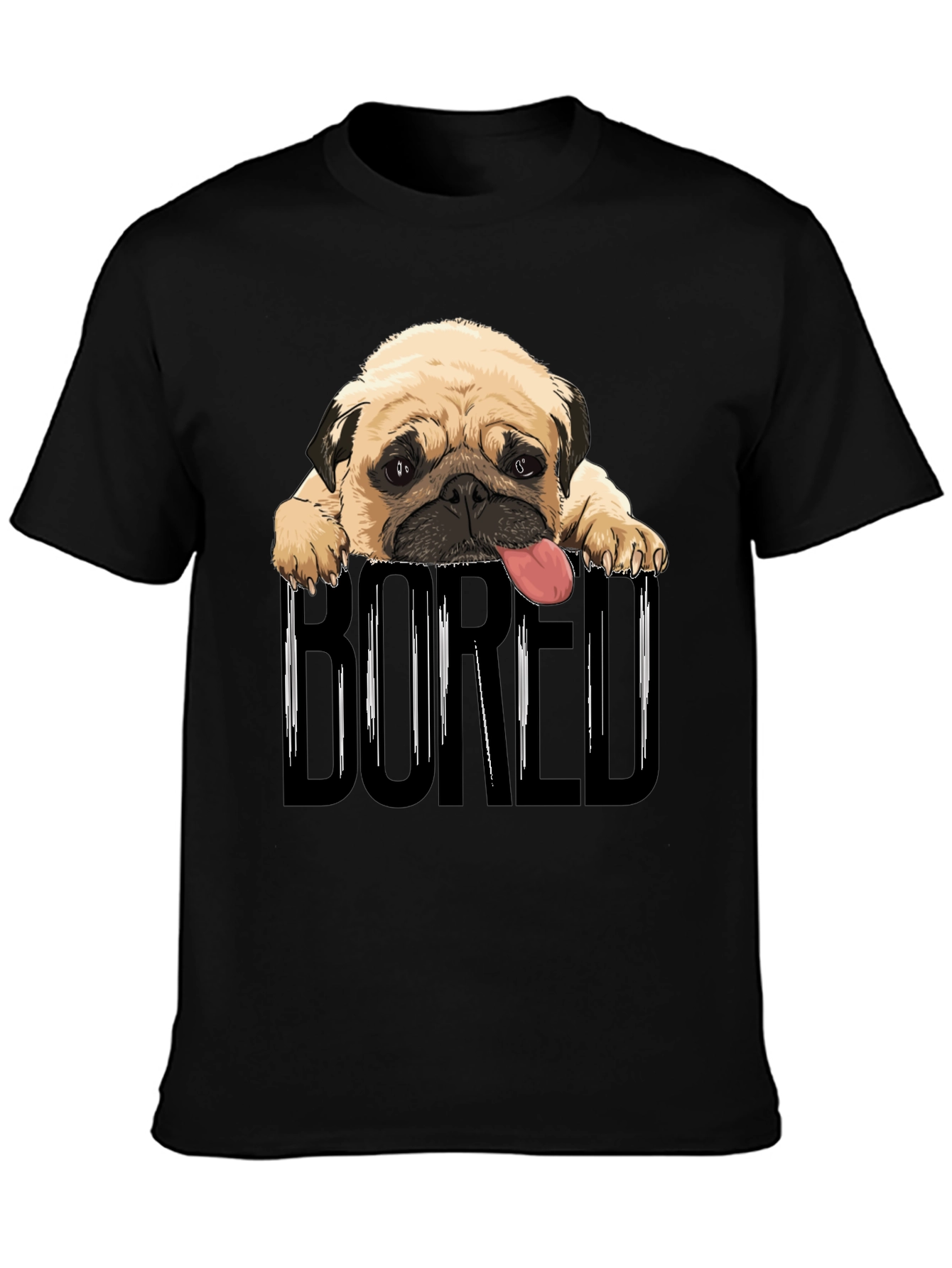 Bored Pug Graphic T-Shirt - Unisex Black Tee