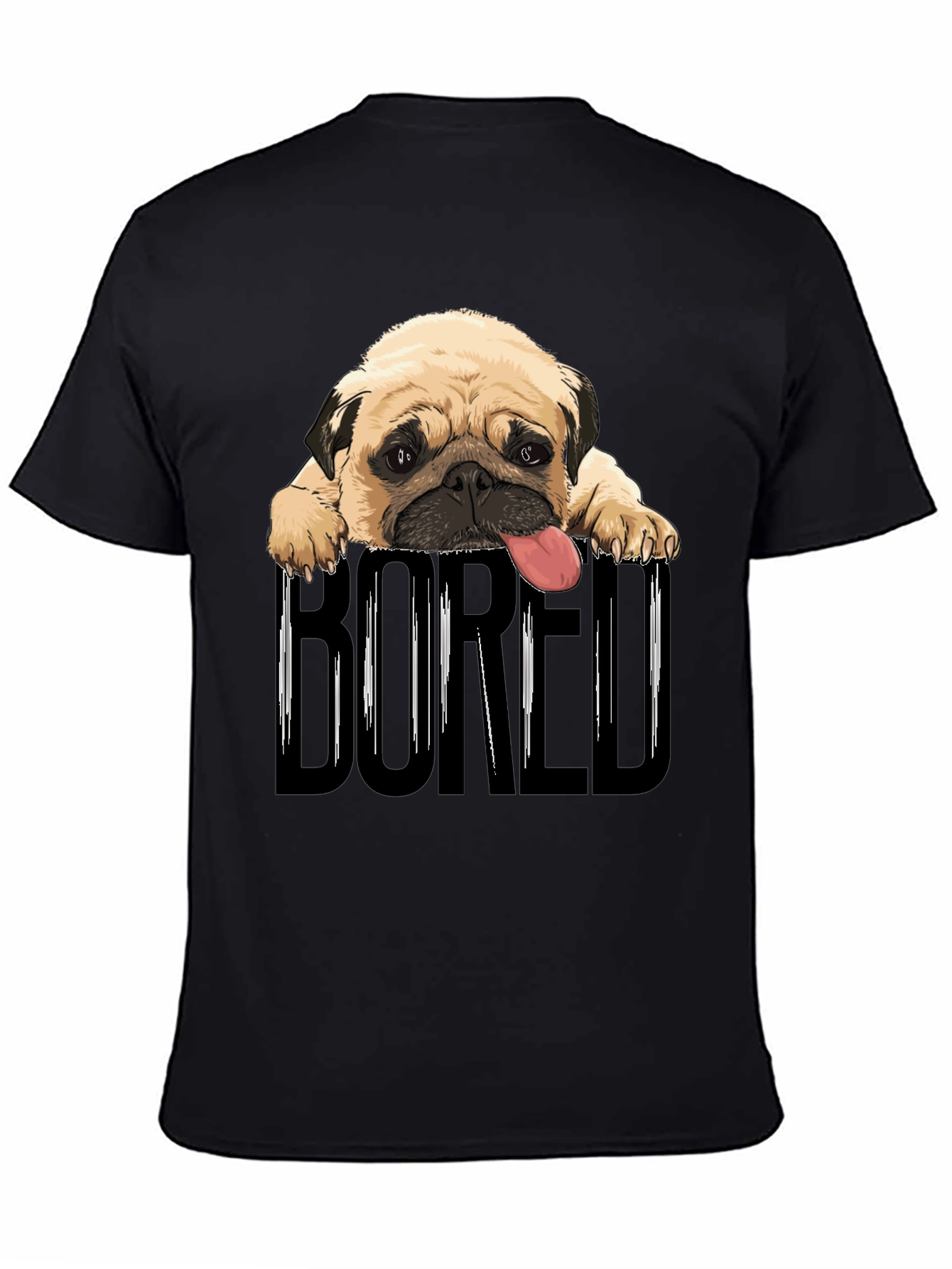 Bored Pug Graphic T-Shirt - Unisex Black Tee