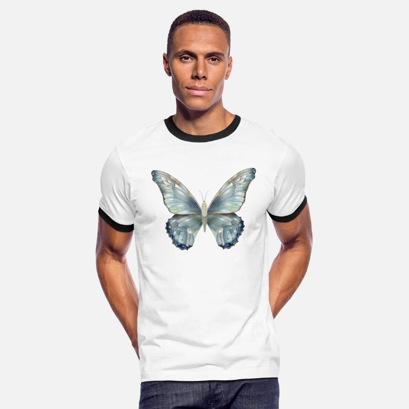 Butterfly hand-painted in delicate blue tones