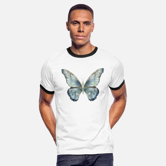 Butterfly hand-painted in delicate blue tones