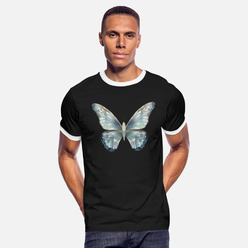 Butterfly hand-painted in delicate blue tones