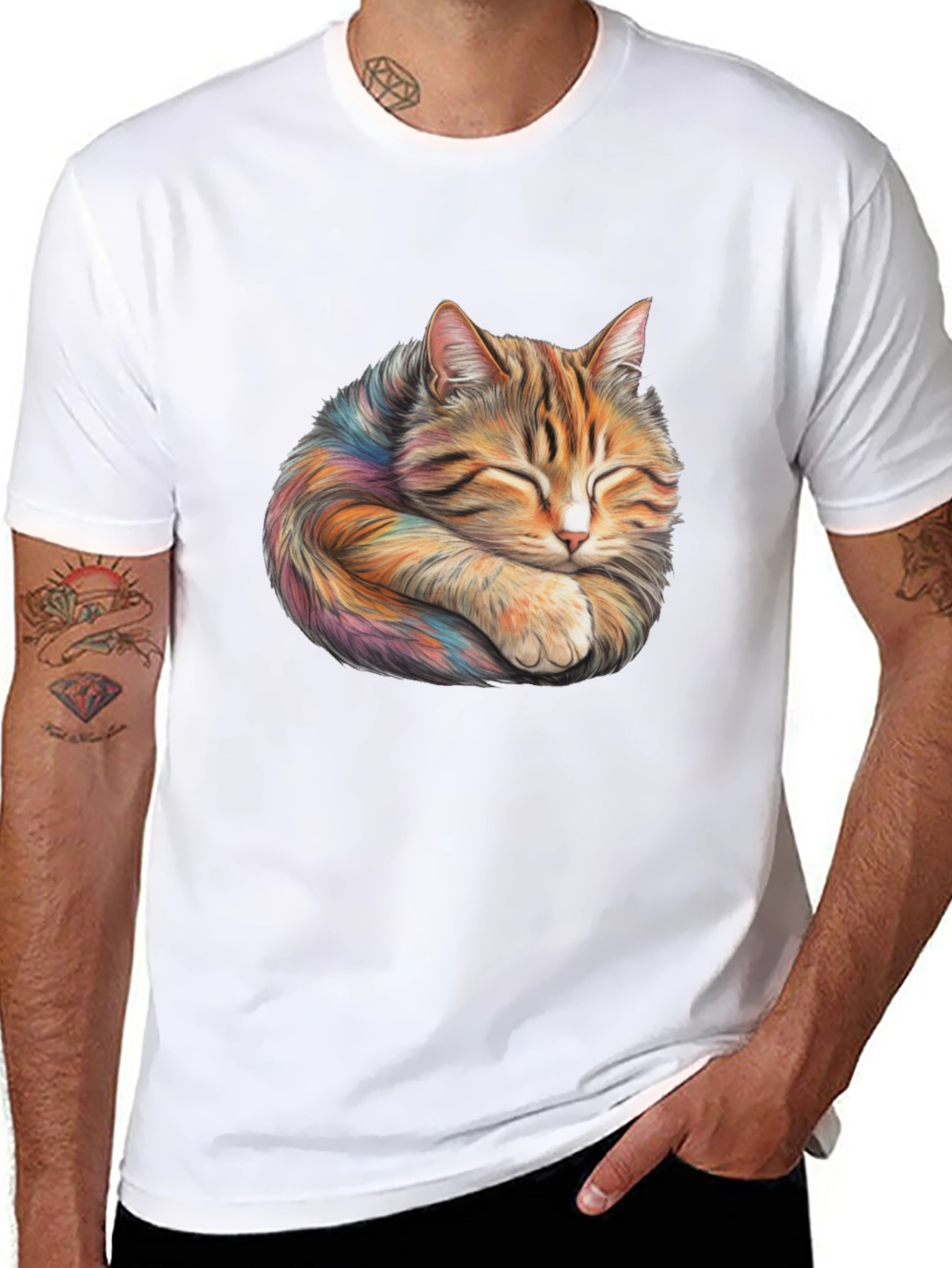 Sleeping Cat Graphic T-Shirt