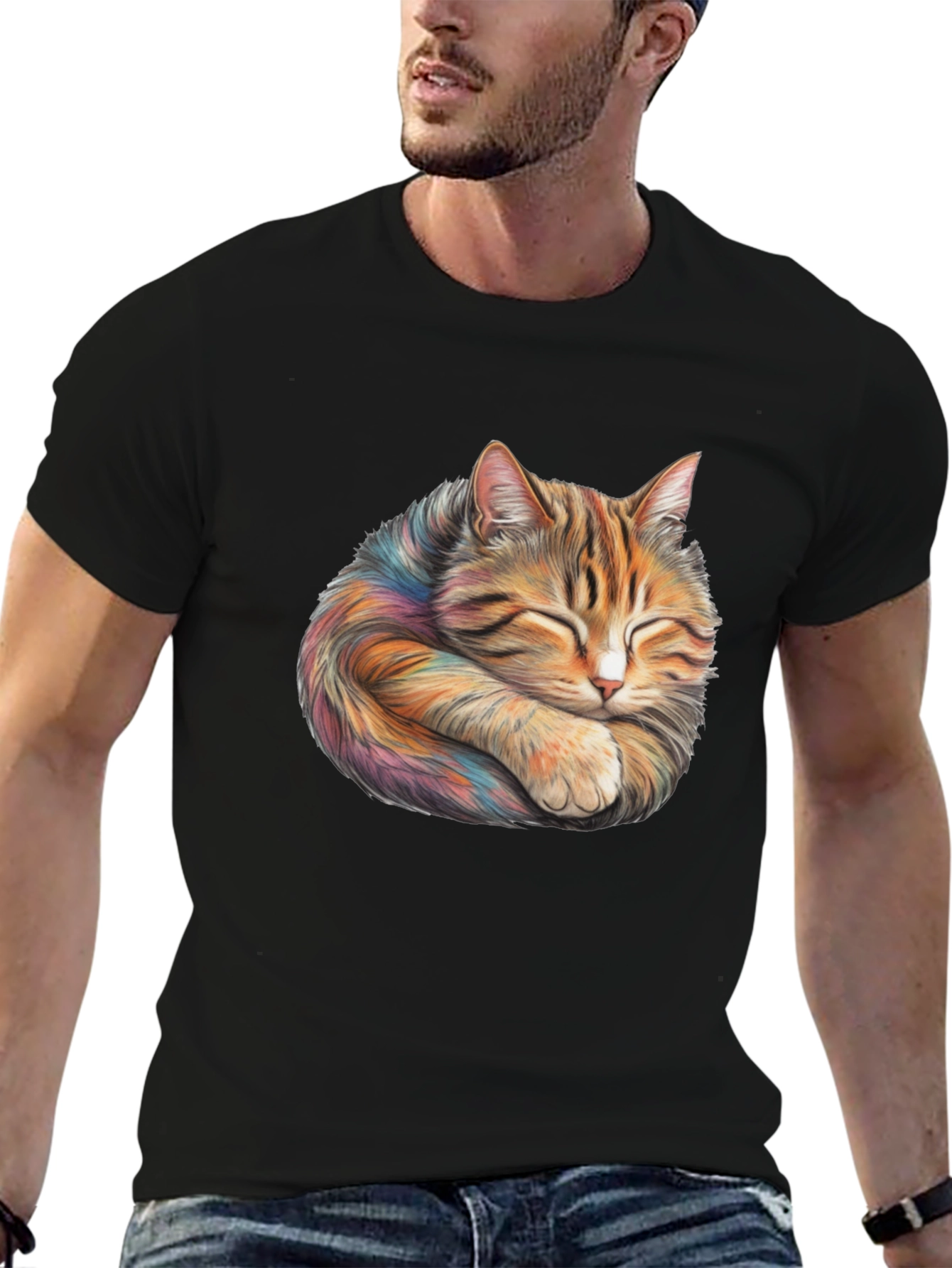 Sleeping Cat Graphic T-Shirt