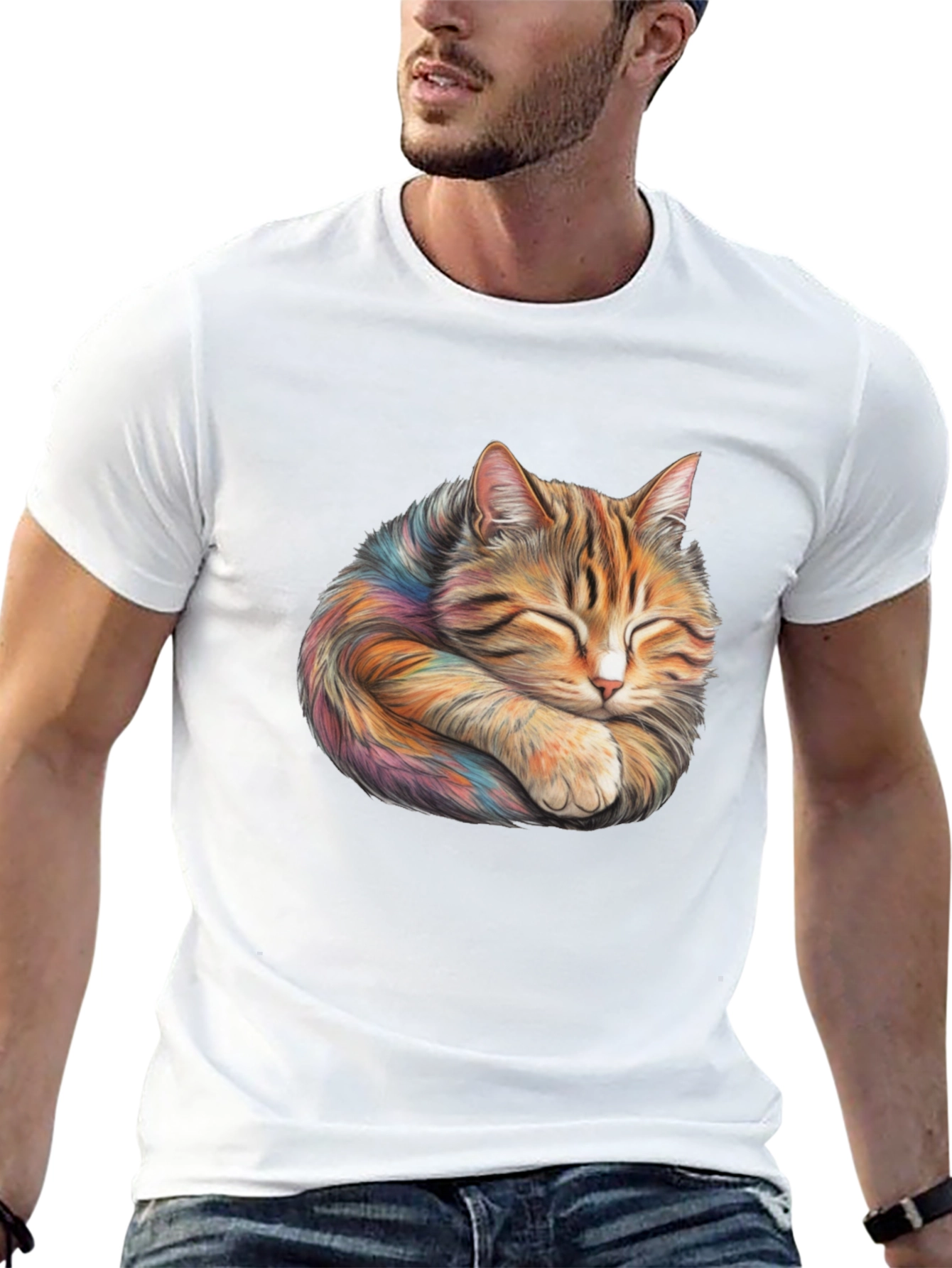 Sleeping Cat Graphic T-Shirt