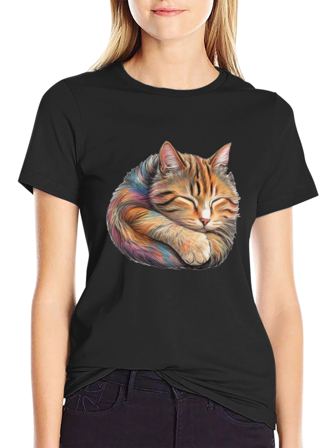 Sleeping Cat Graphic T-Shirt