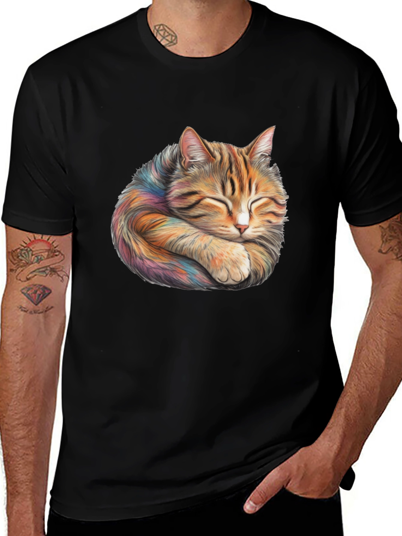 Sleeping Cat Graphic T-Shirt