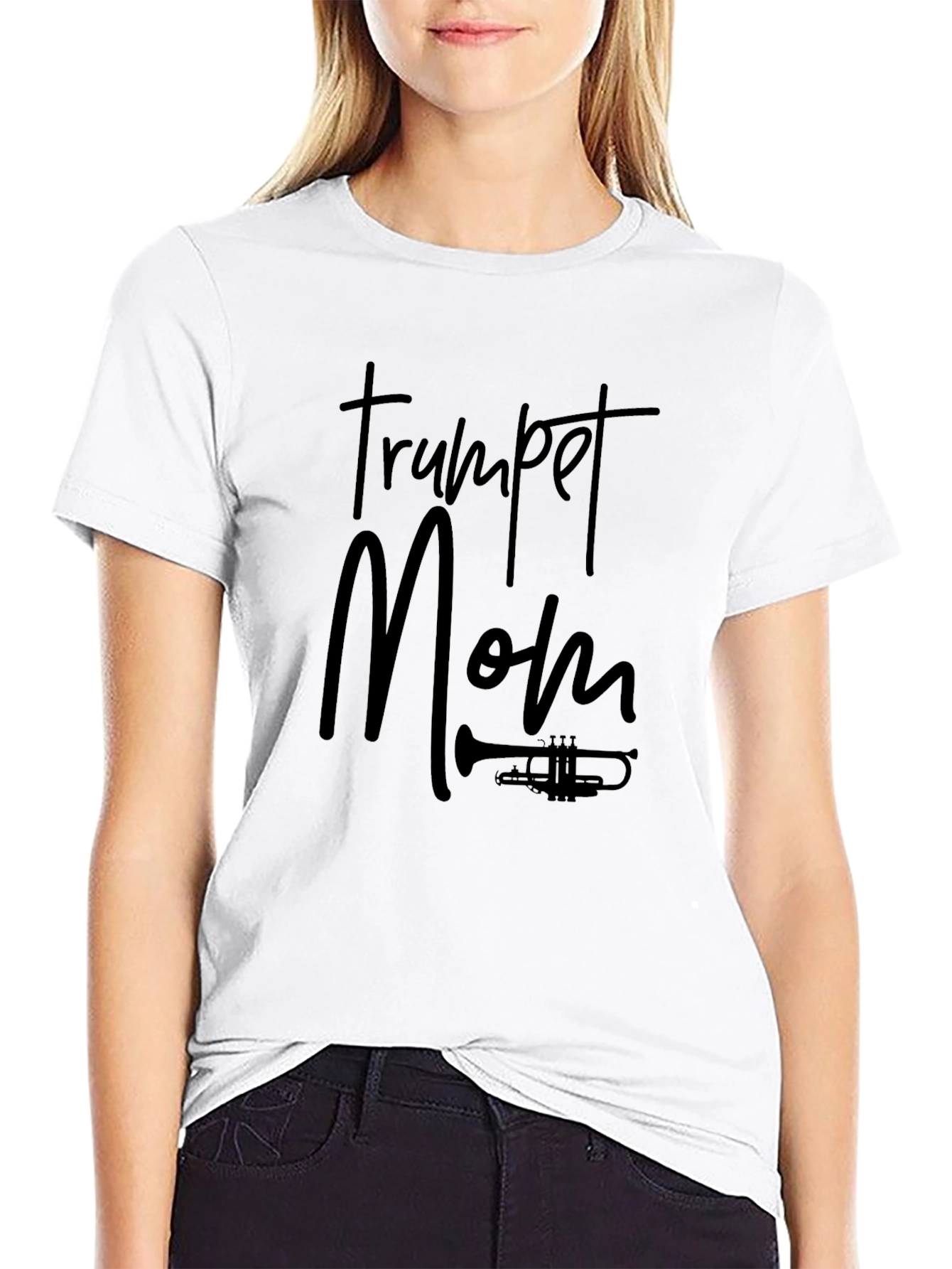 Trumpet Mom Black Graphic T-Shirt