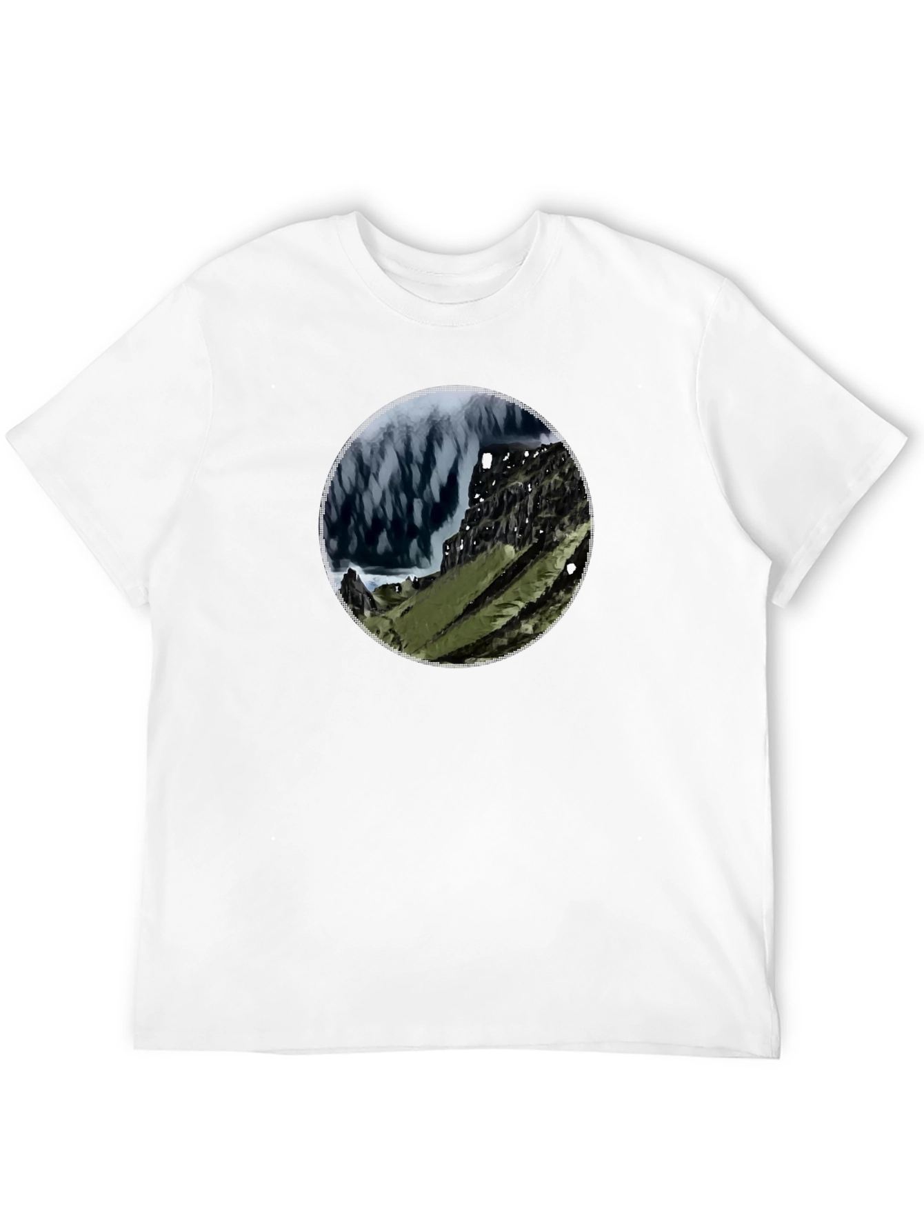 Abstract Mountain Scene Graphic Tee - Black