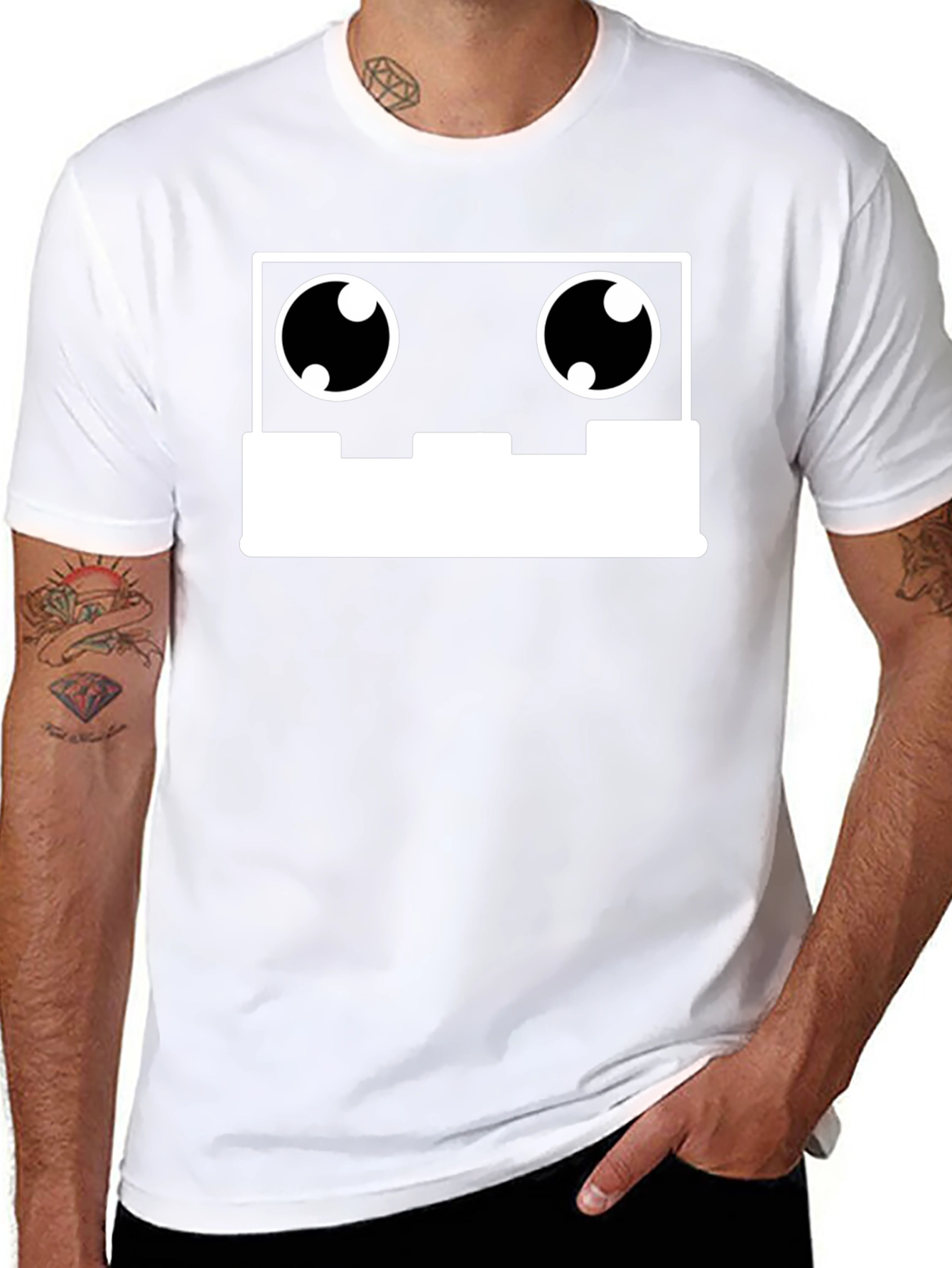 Cassette Tape Robot Face Graphic Tee - Black T-Shirt