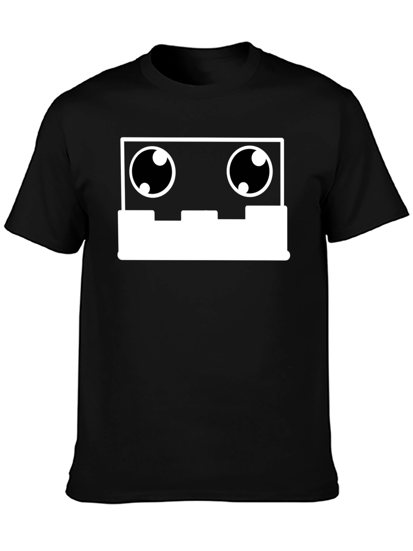 Cassette Tape Robot Face Graphic Tee - Black T-Shirt