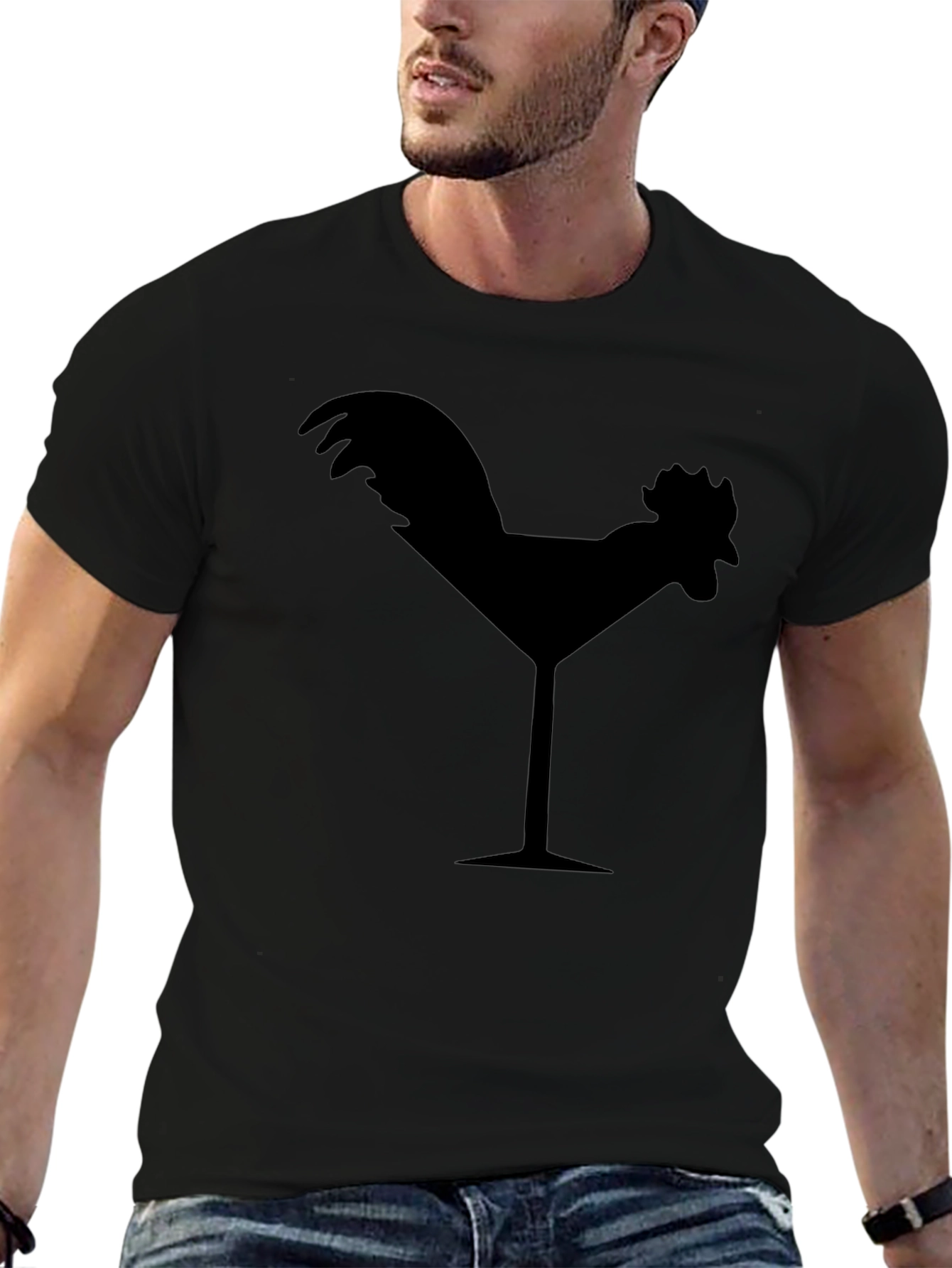Cocktail Chicken Graphic Tee - Black T-Shirt