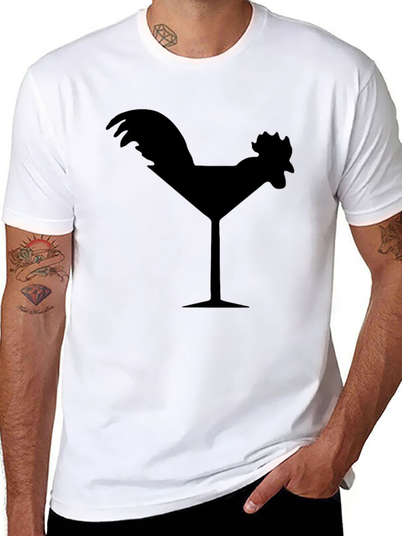 Cocktail Chicken Graphic Tee - Black T-Shirt