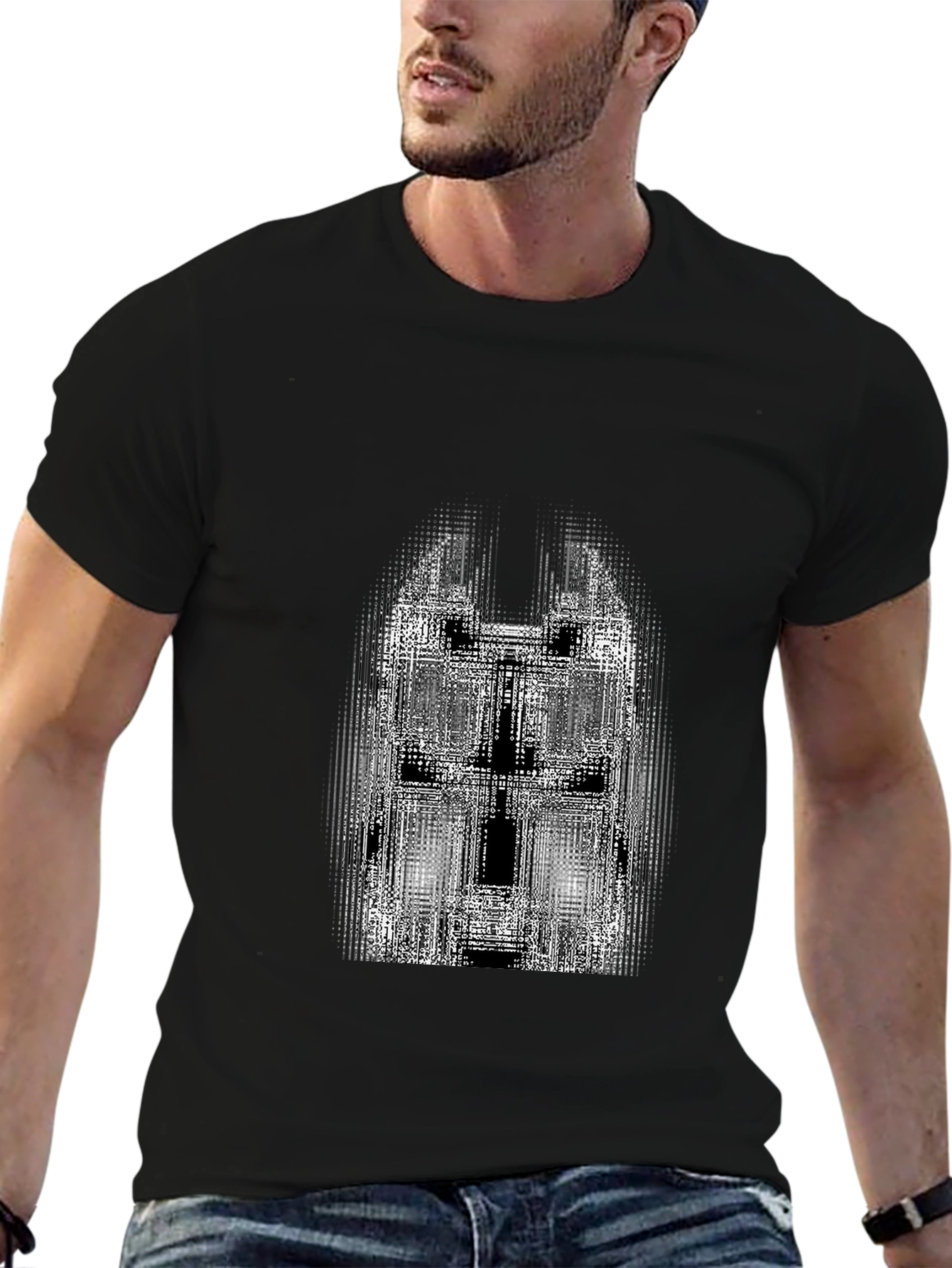 Abstract Graphic Print Black T-Shirt for Men