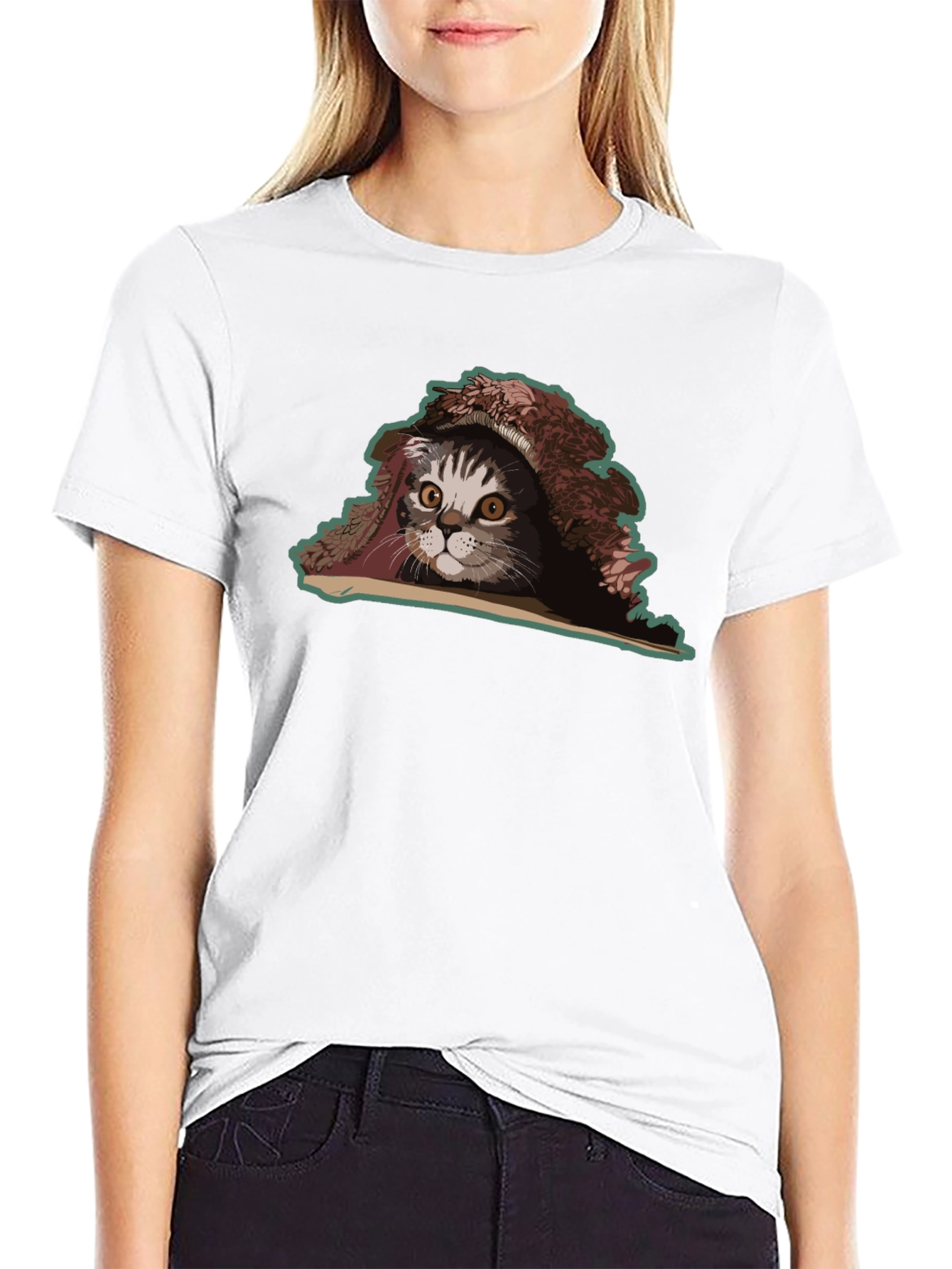 Cat Under Blanket Graphic Tee - Unisex Black T-Shirt