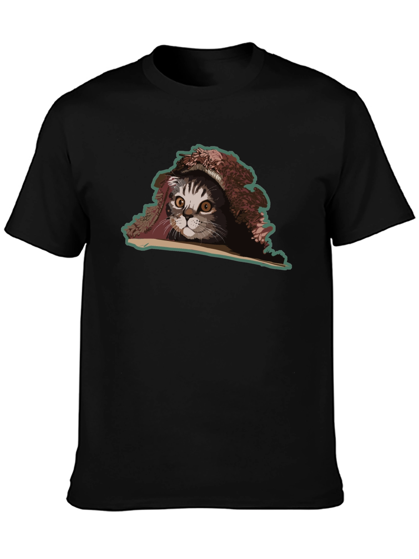 Cat Under Blanket Graphic Tee - Unisex Black T-Shirt