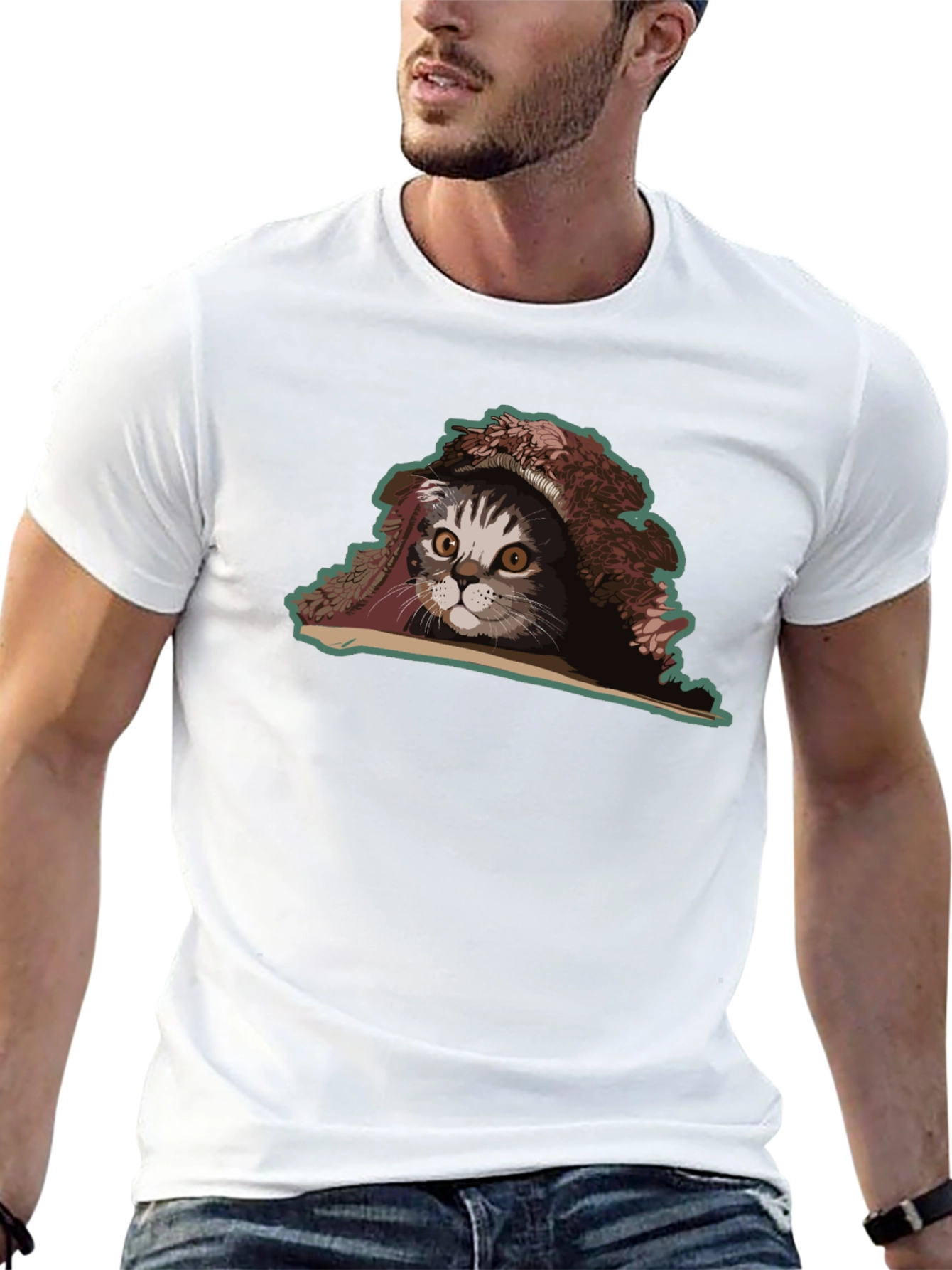 Cat Under Blanket Graphic Tee - Unisex Black T-Shirt