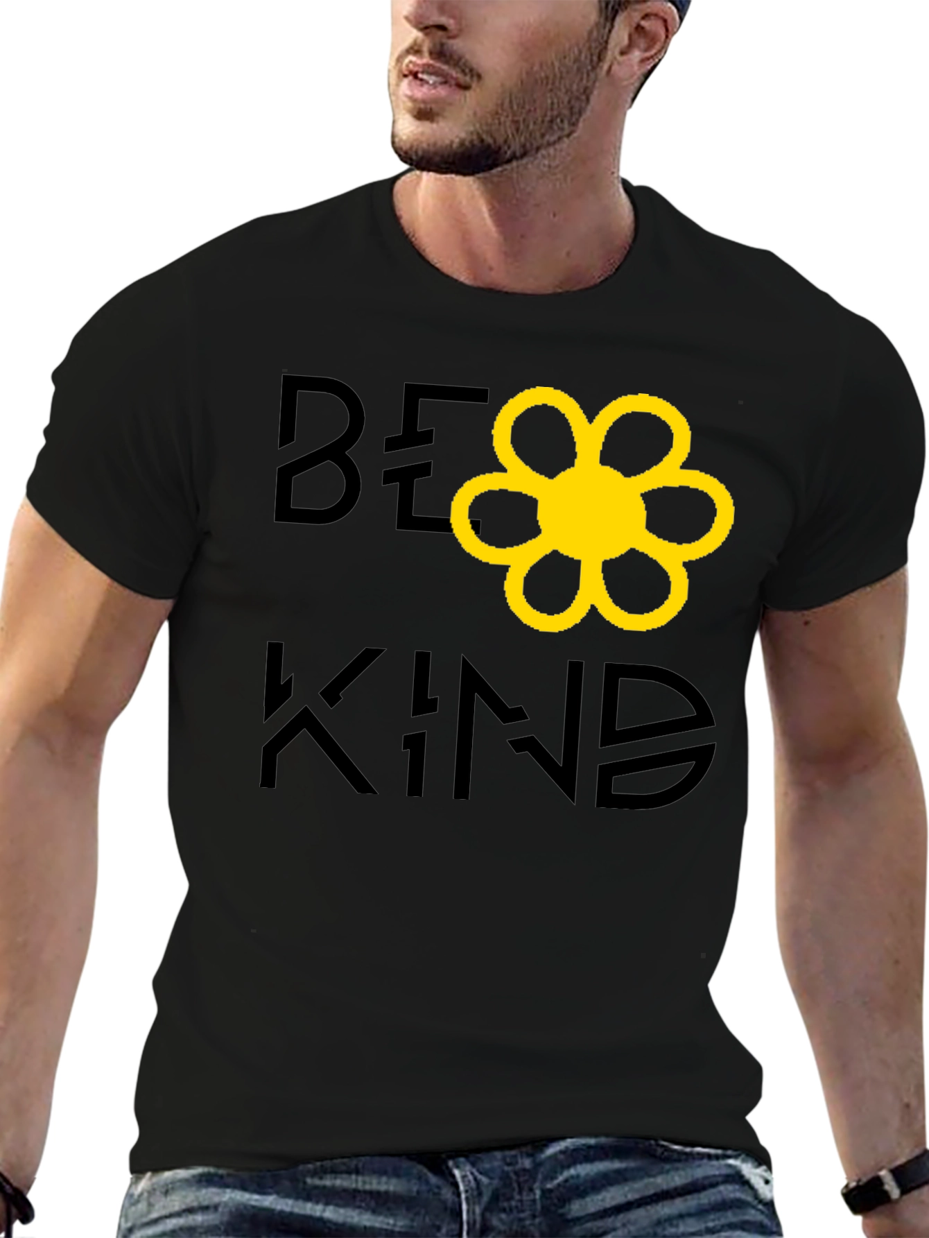 Be Kind Graphic Tee - Black Cotton Casual T-Shirt