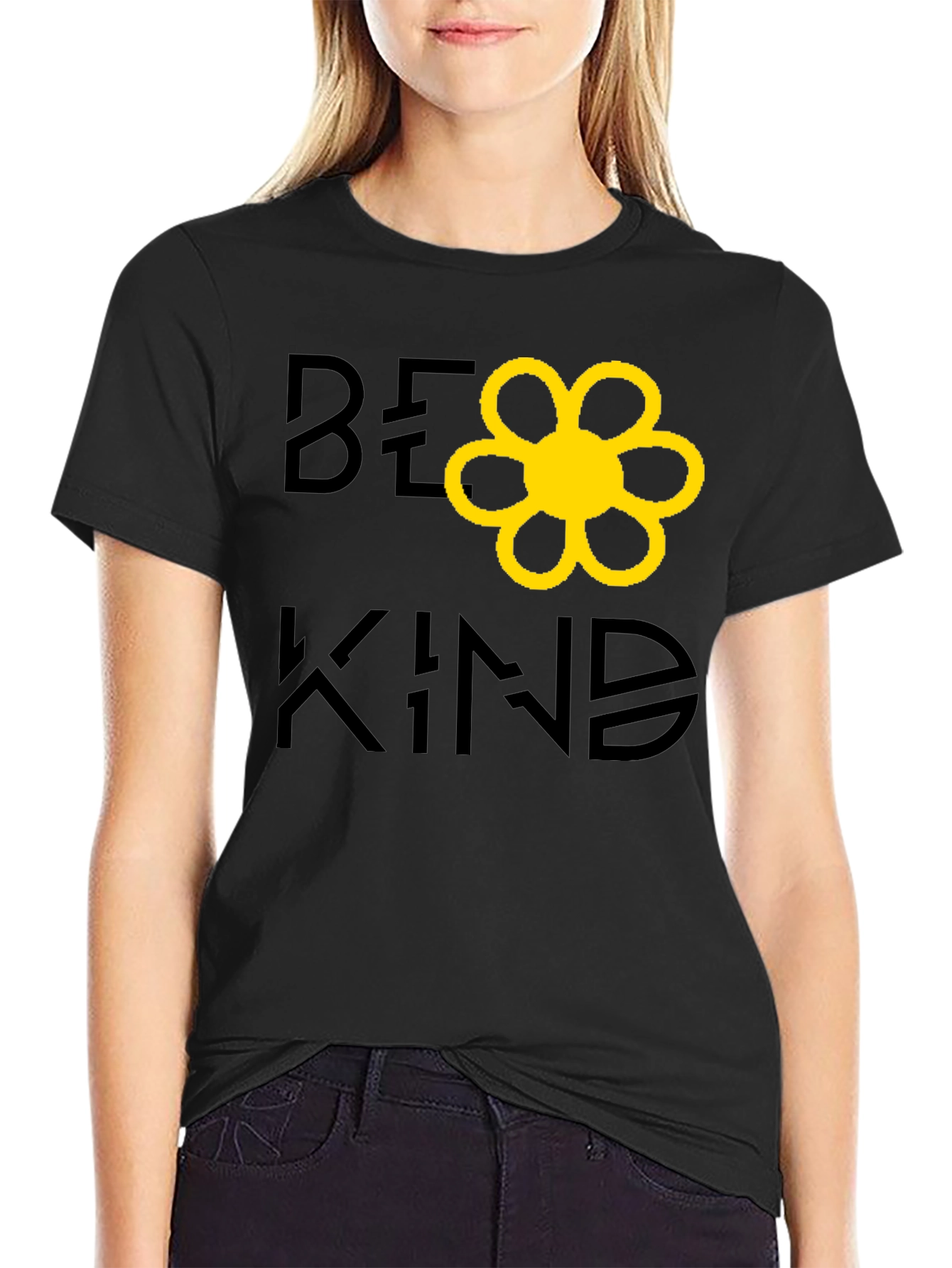 Be Kind Graphic Tee - Black Cotton Casual T-Shirt