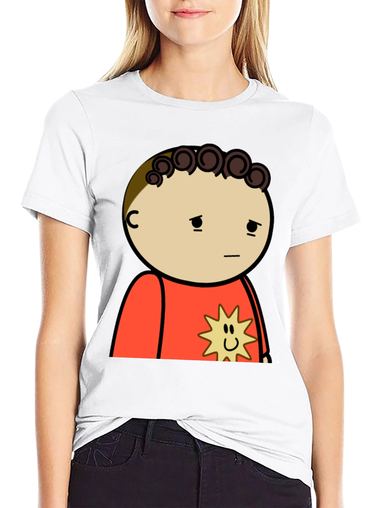 Cartoon Graphic Tee - Black Cotton Shirt