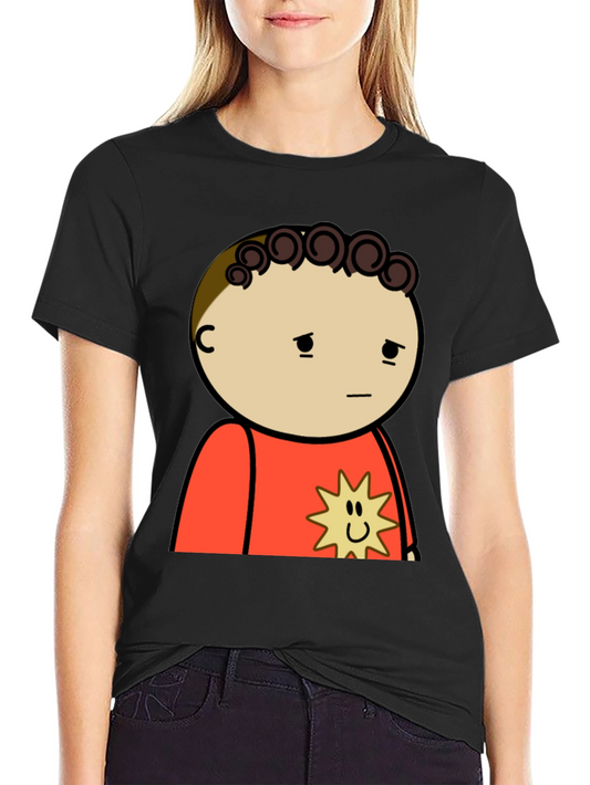 Cartoon Graphic Tee - Black Cotton Shirt
