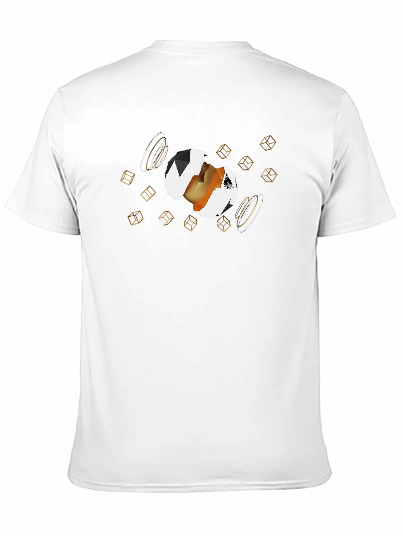 Abstract Egg Cube Graphic T-Shirt - Black