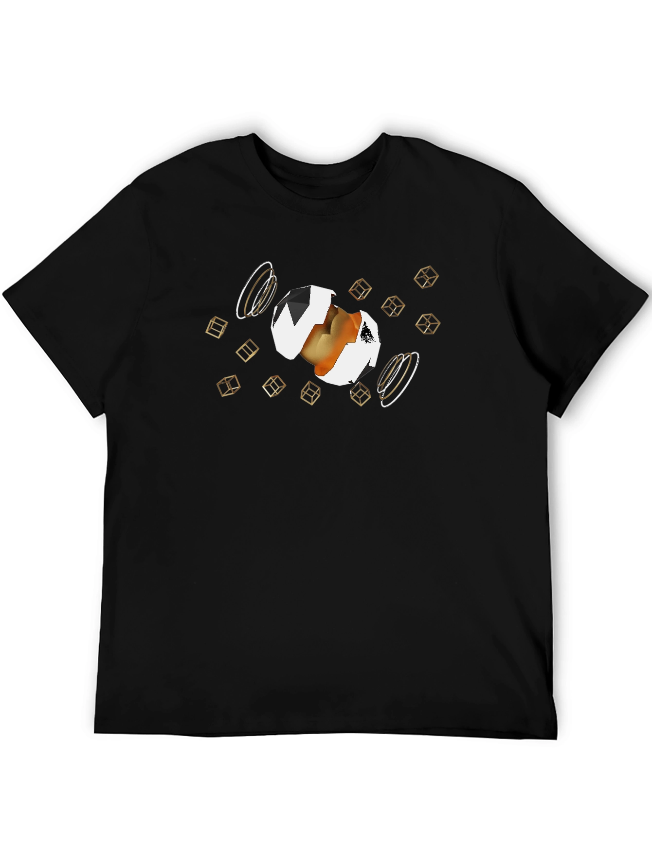 Abstract Egg Cube Graphic T-Shirt - Black