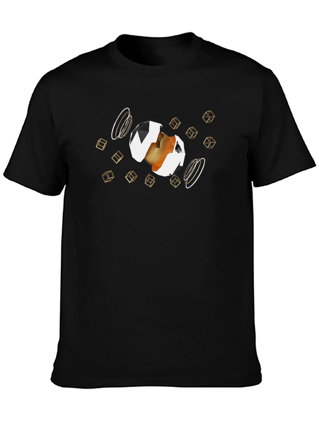 Abstract Egg Cube Graphic T-Shirt - Black