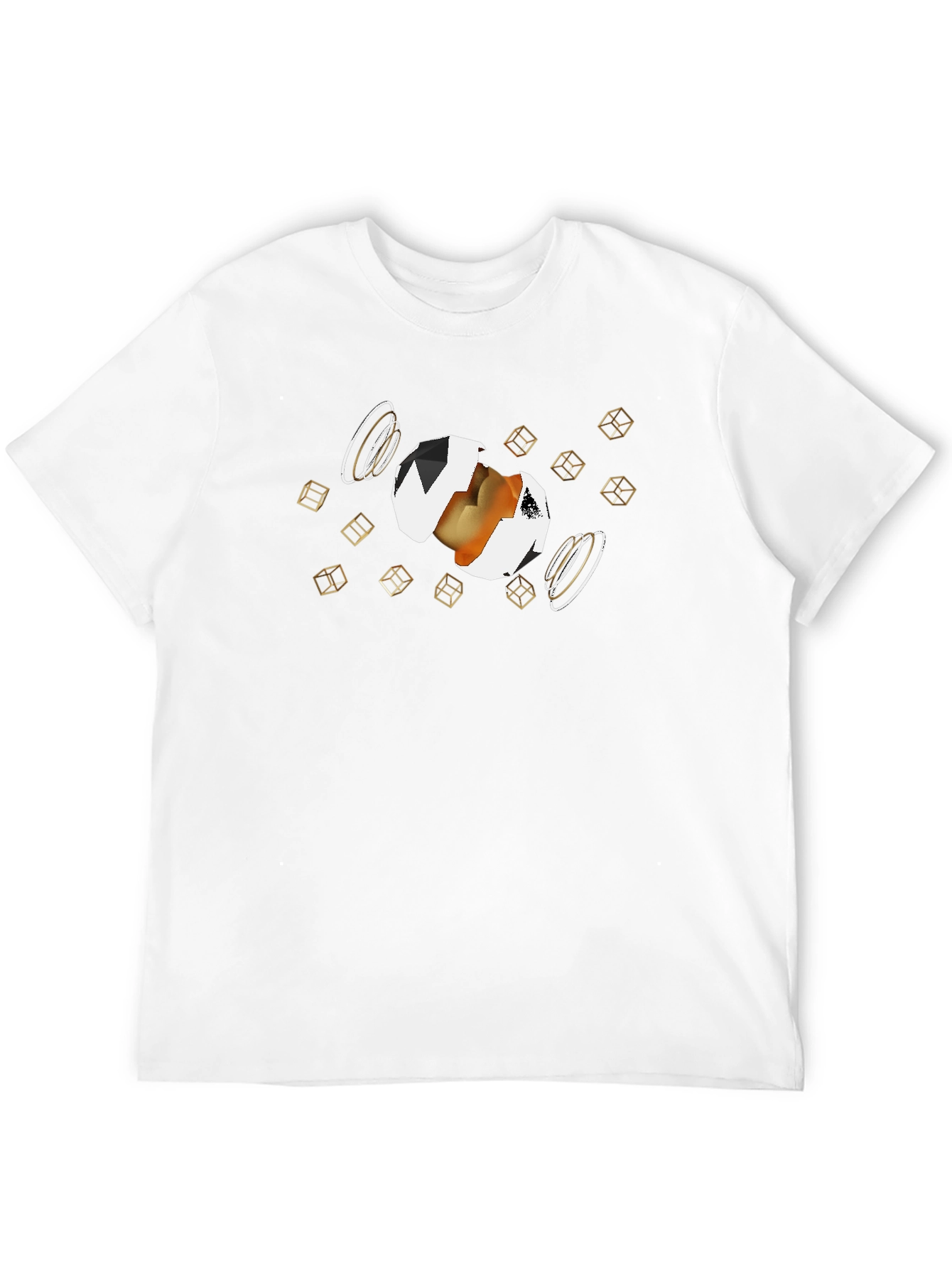 Abstract Egg Cube Graphic T-Shirt - Black