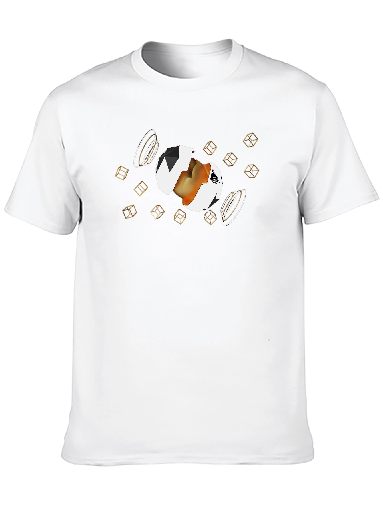 Abstract Egg Cube Graphic T-Shirt - Black