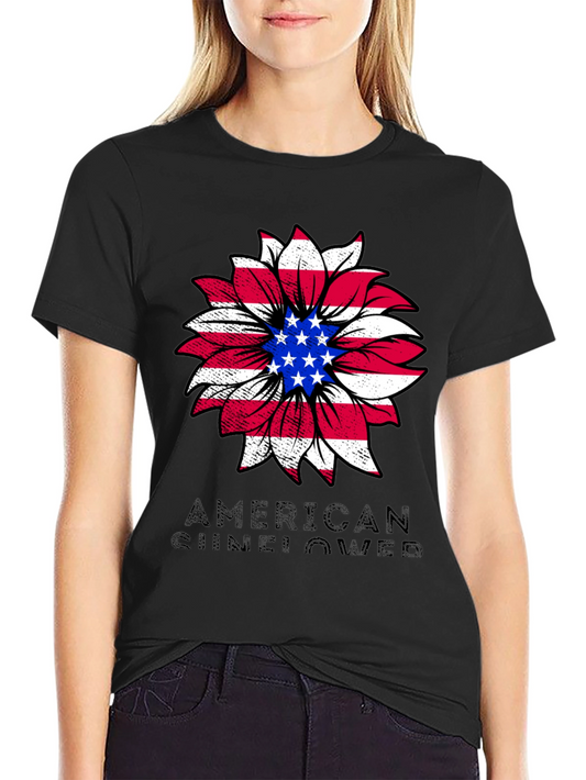 American Sunflower Graphic Tee - Patriotic Style